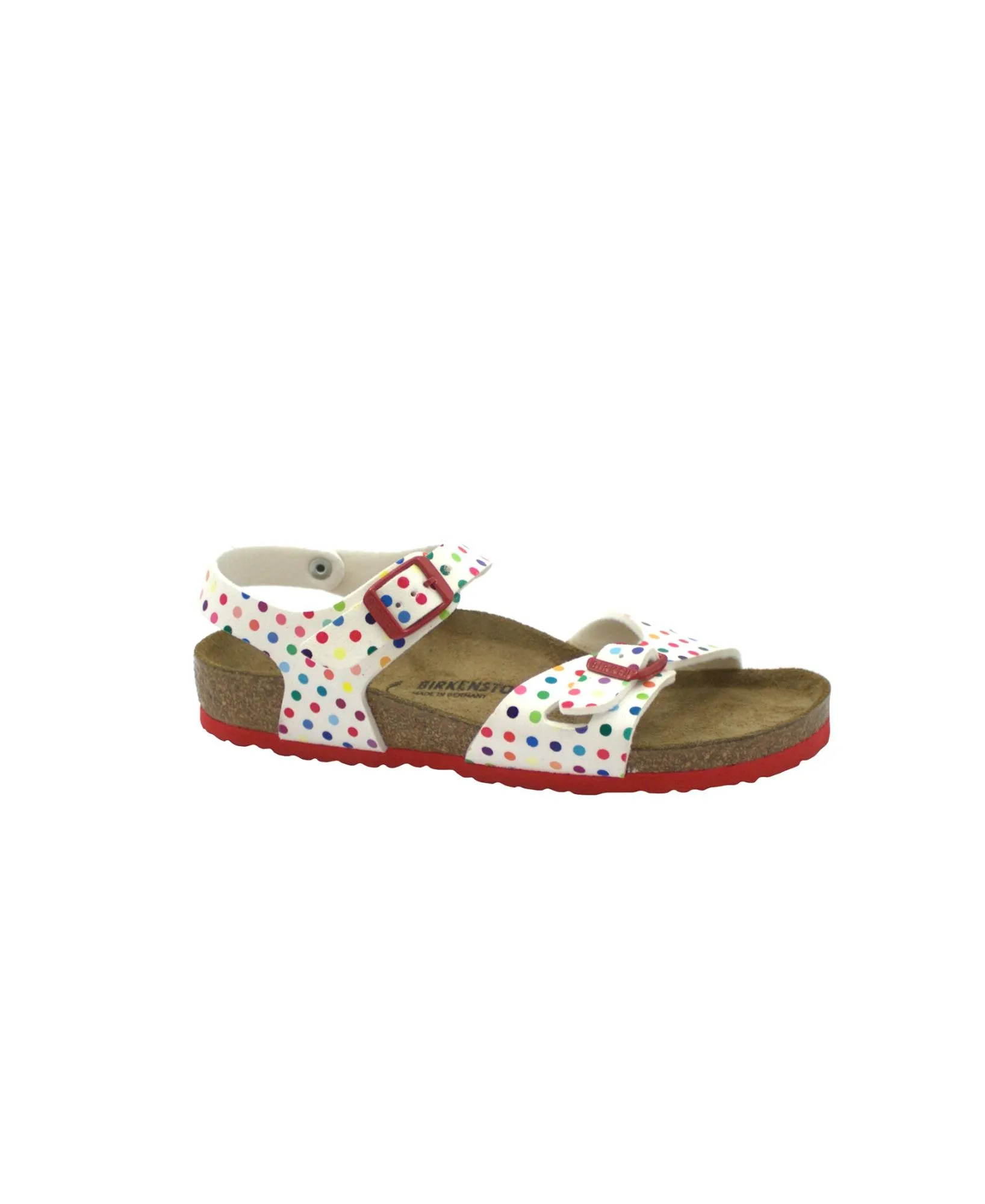 BIRKENSTOCK RIO KIDS 1021698 digital dots white bianco bambina sandali fibbie pelle