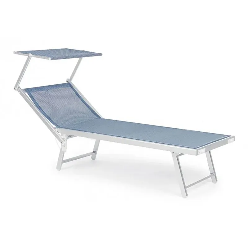 Bizzotto outdoor Set da 2 - lettino cross con tettuccio text blu mix