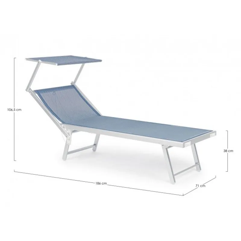 Bizzotto outdoor Set da 2 - lettino cross con tettuccio text blu mix