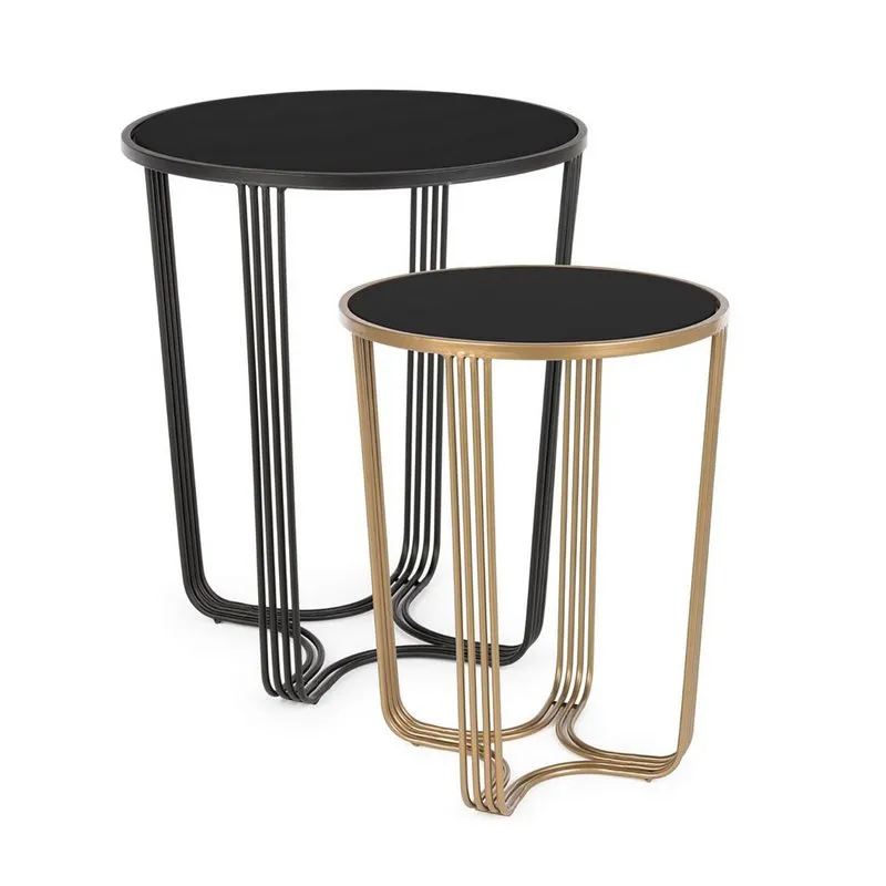 Bizzotto Set 2 tavolini Afef oro/nero