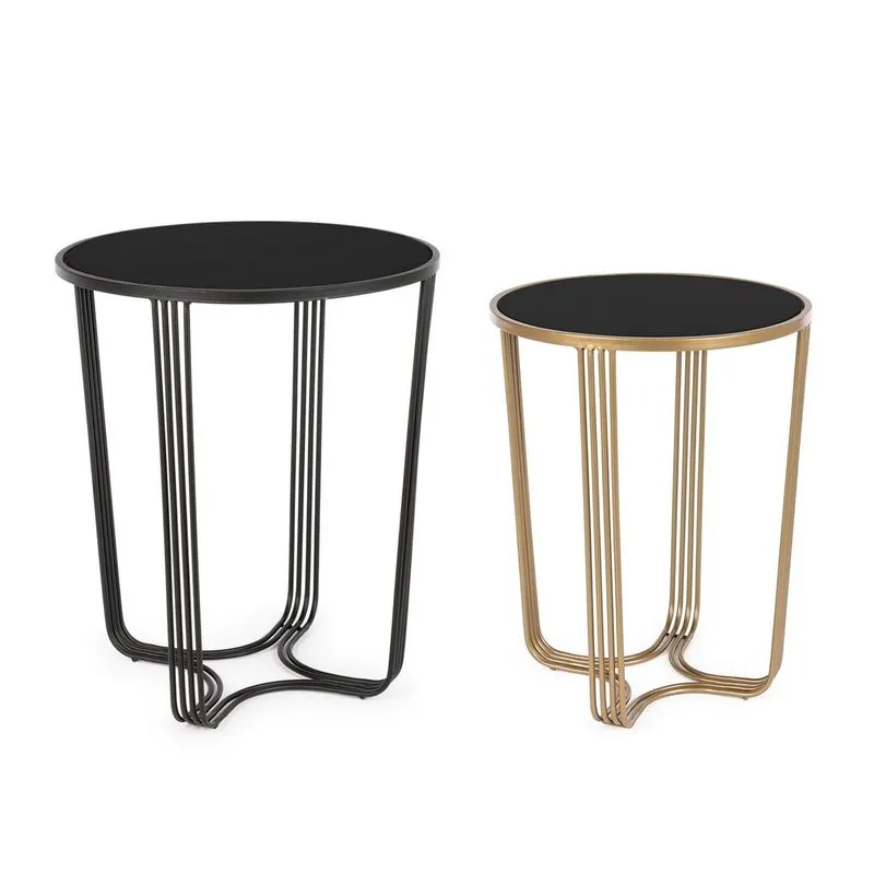 Bizzotto Set 2 tavolini Afef oro/nero
