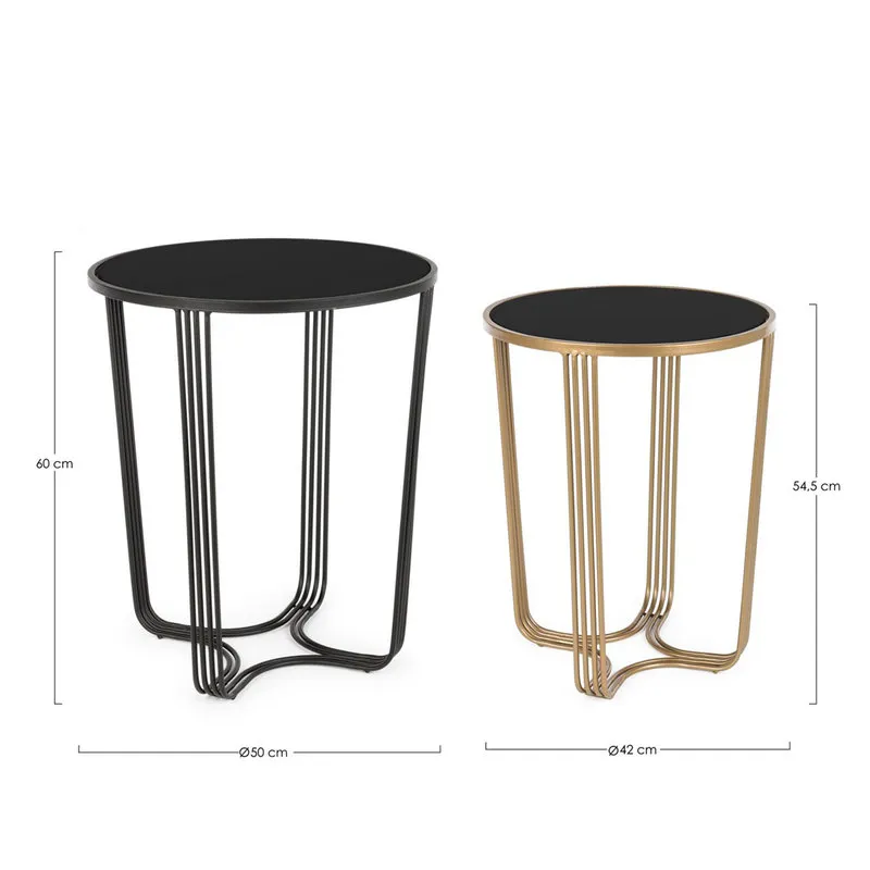 Bizzotto Set 2 tavolini Afef oro/nero