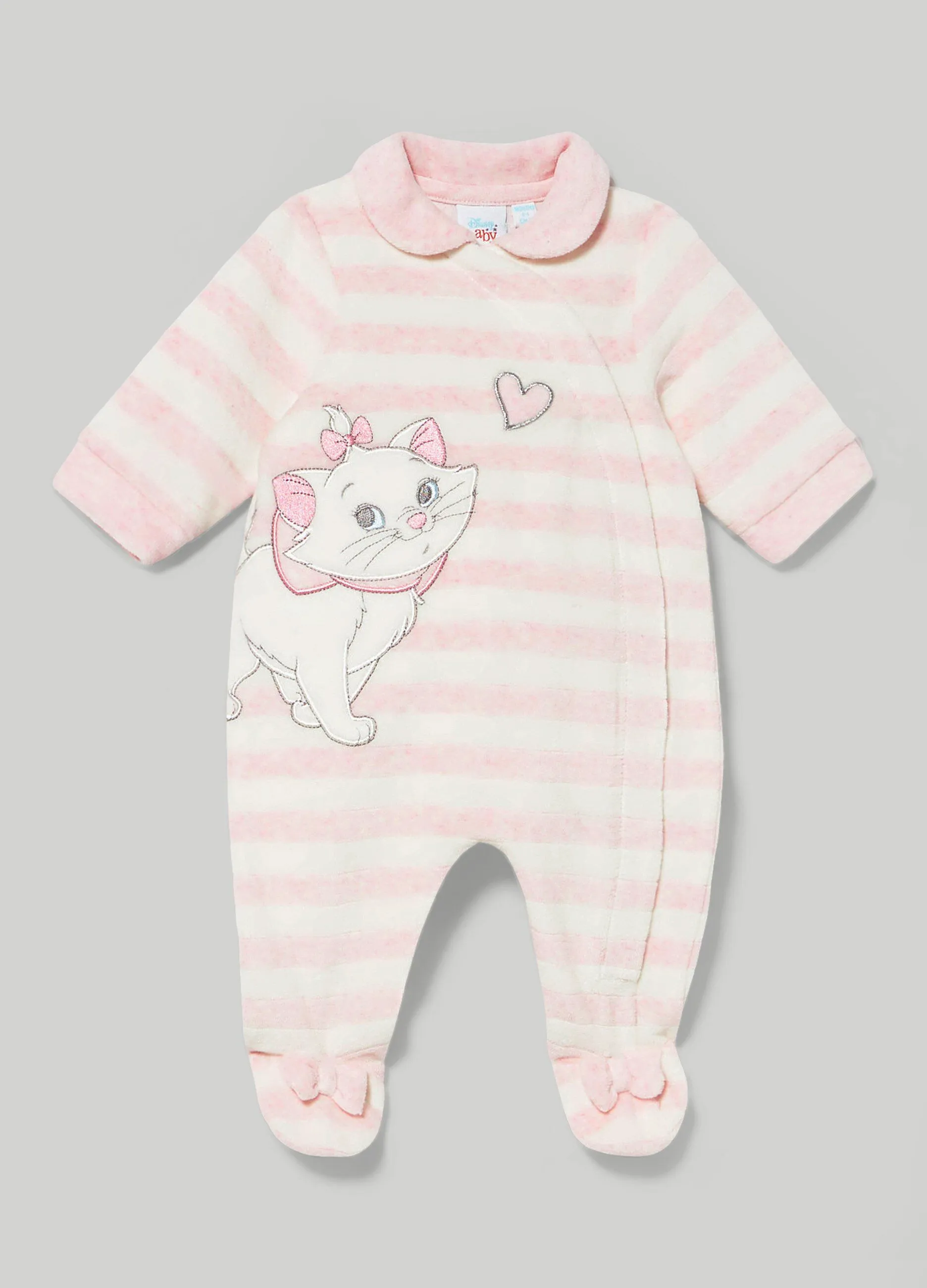 BLUKIDS  Tutina in ciniglia a righe con ricami neonata