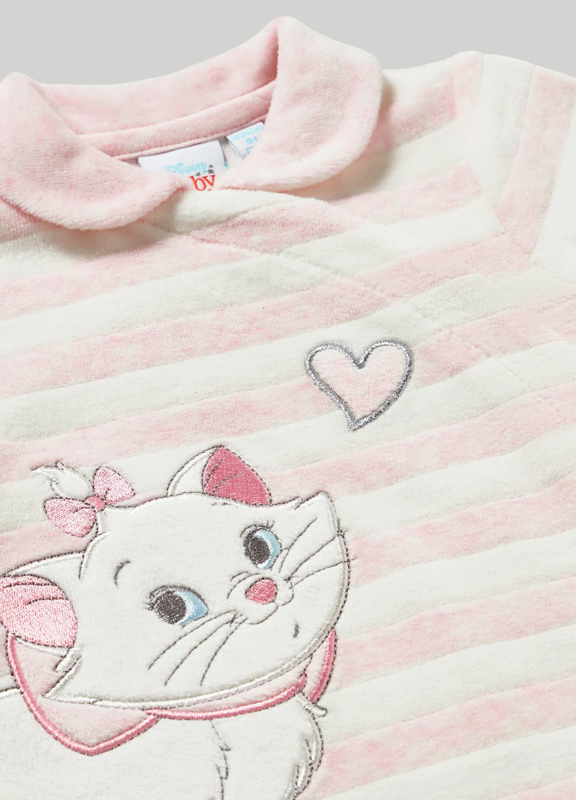 BLUKIDS  Tutina in ciniglia a righe con ricami neonata