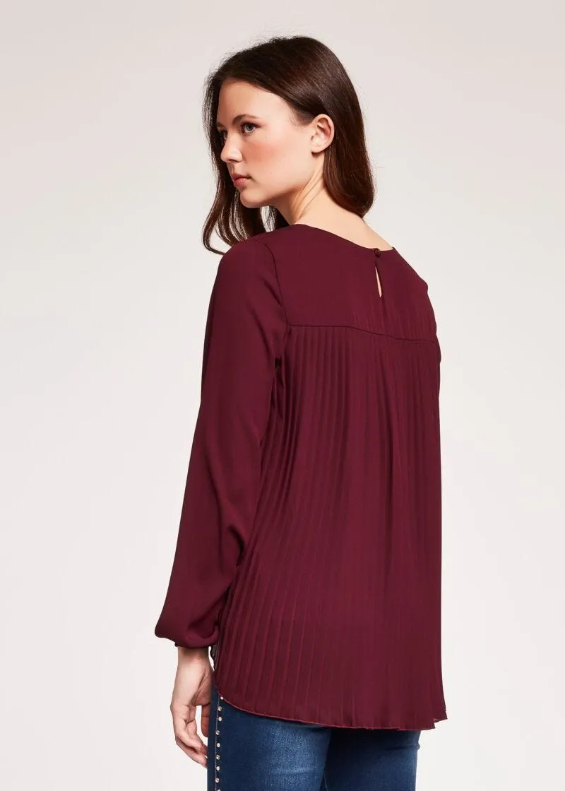 Blusa con inserto plissé