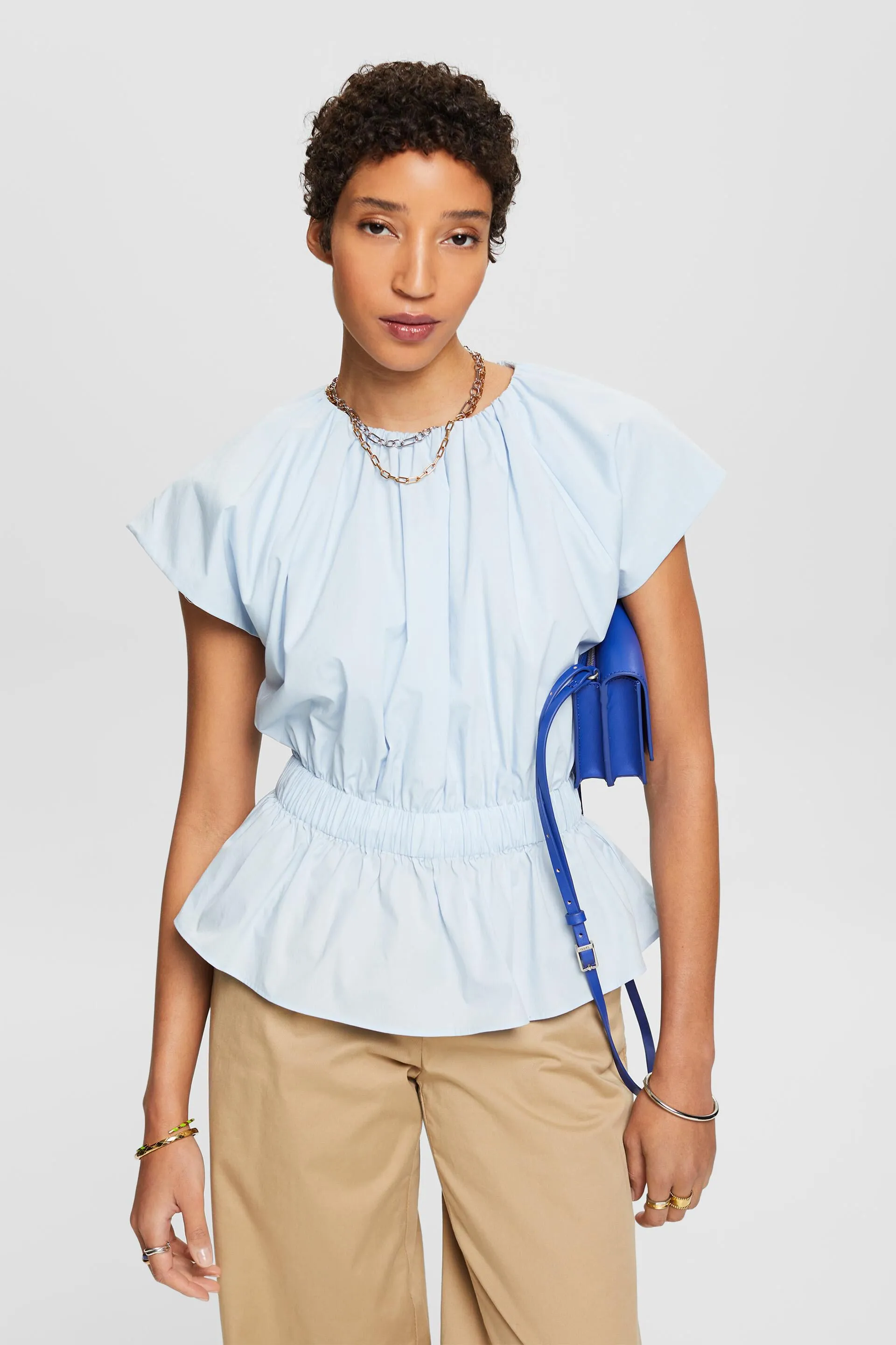 Blusa in popeline con balza