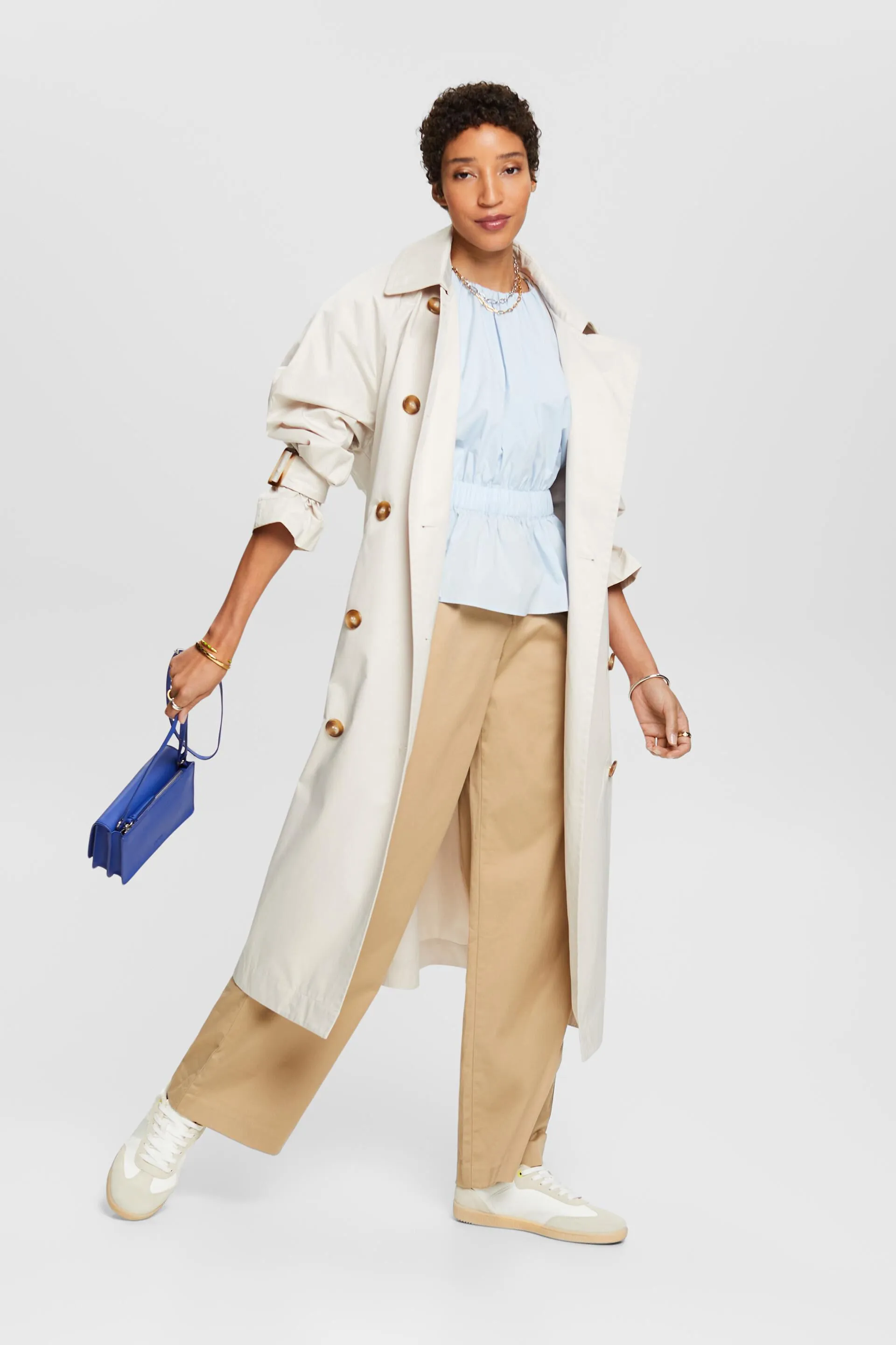 Blusa in popeline con balza