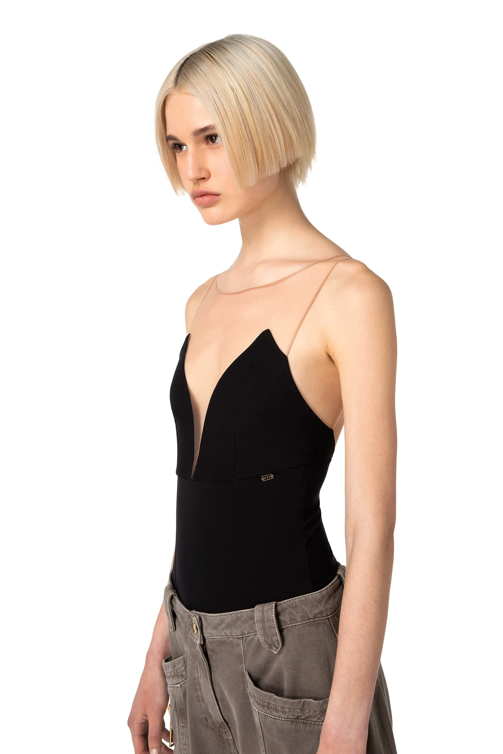Body in jersey con tulle