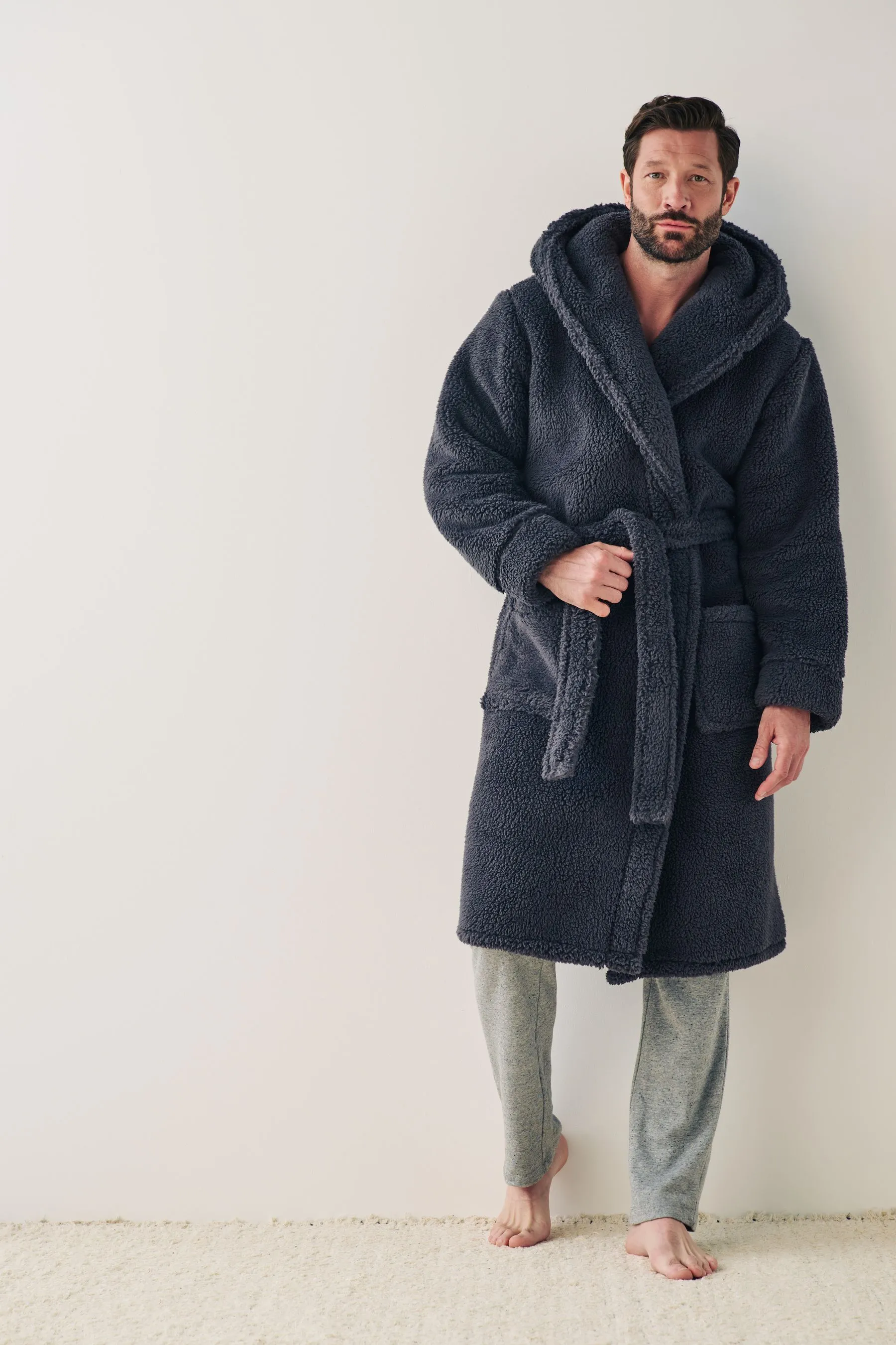 Borg Hooded Dressing Gown    