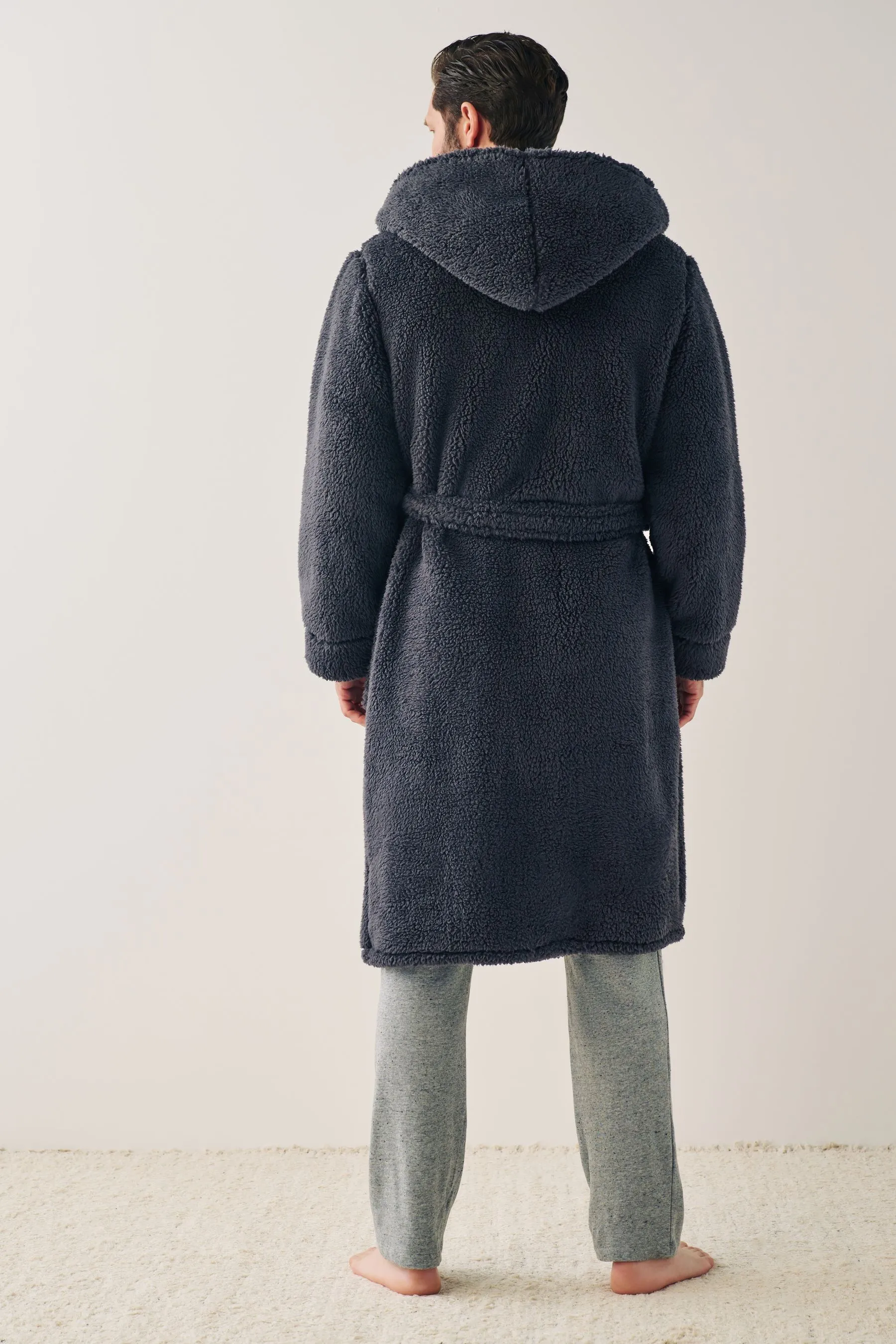 Borg Hooded Dressing Gown    