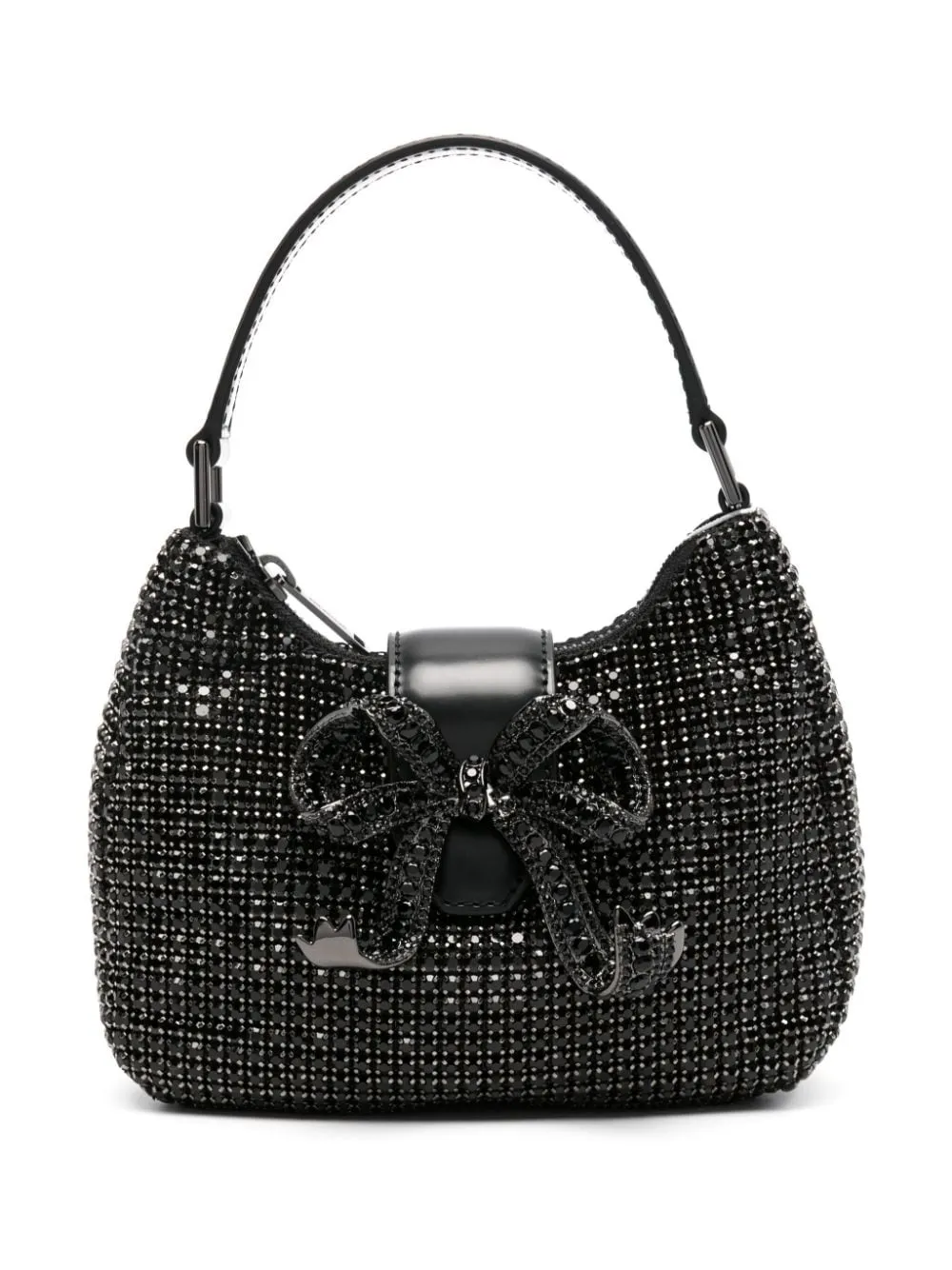 Borsa a mano crescent con cristalli in nero - donna