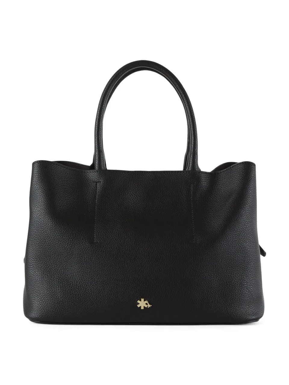 Borsa a mano effetto martellato con placca logo