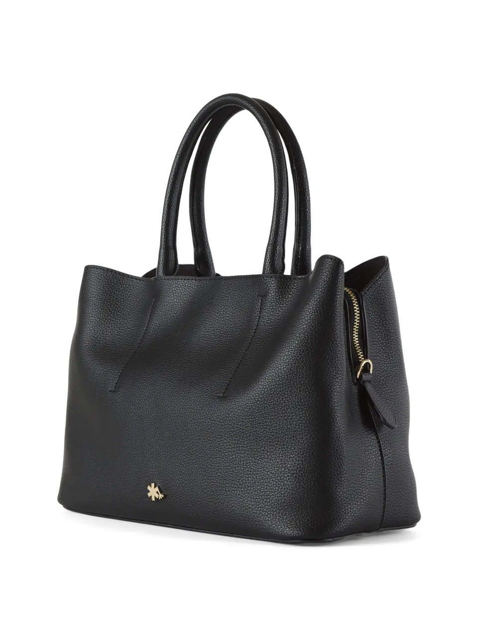 Borsa a mano effetto martellato con placca logo