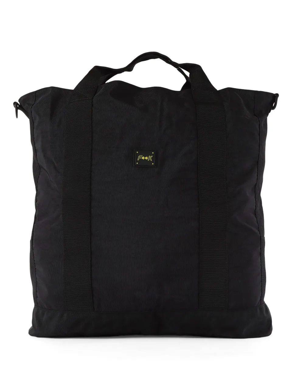 Borsa a mano in nylon con patch logo