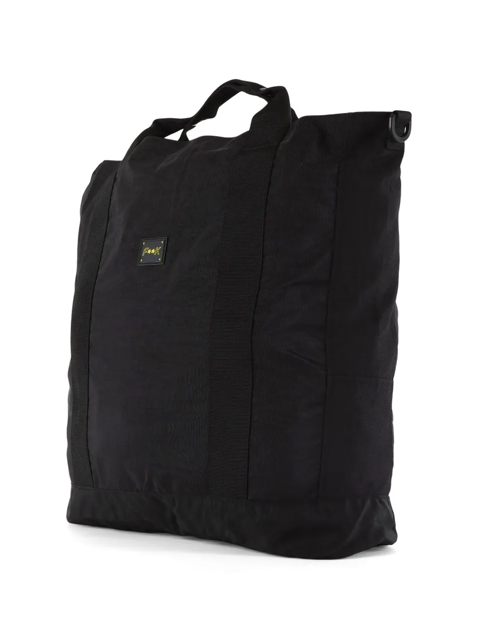 Borsa a mano in nylon con patch logo