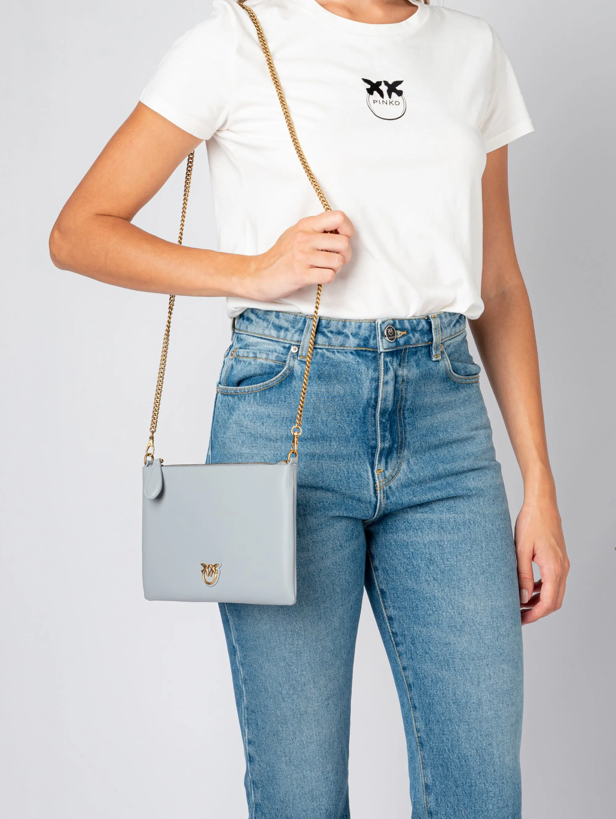Borsa a Tracolla Piatta Love Bag Grigia