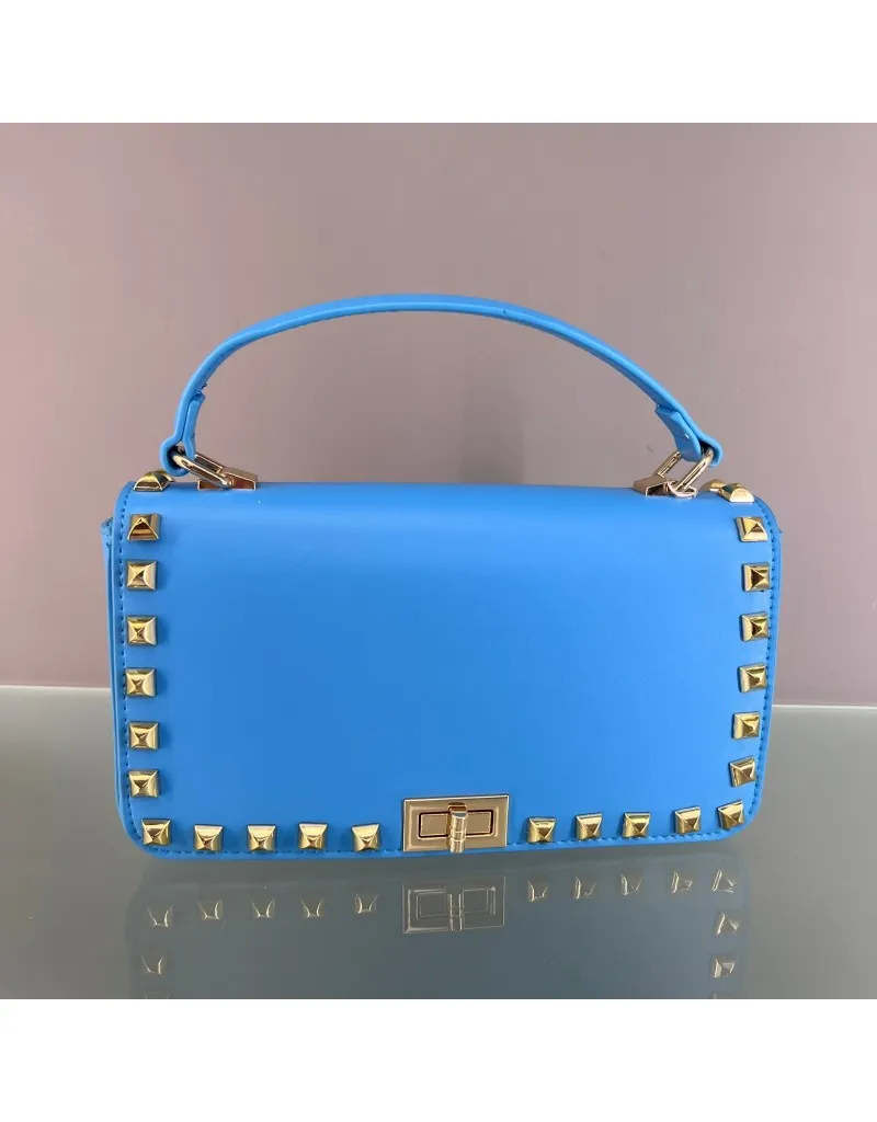 BORSA CON BORCHIE AZZURRA