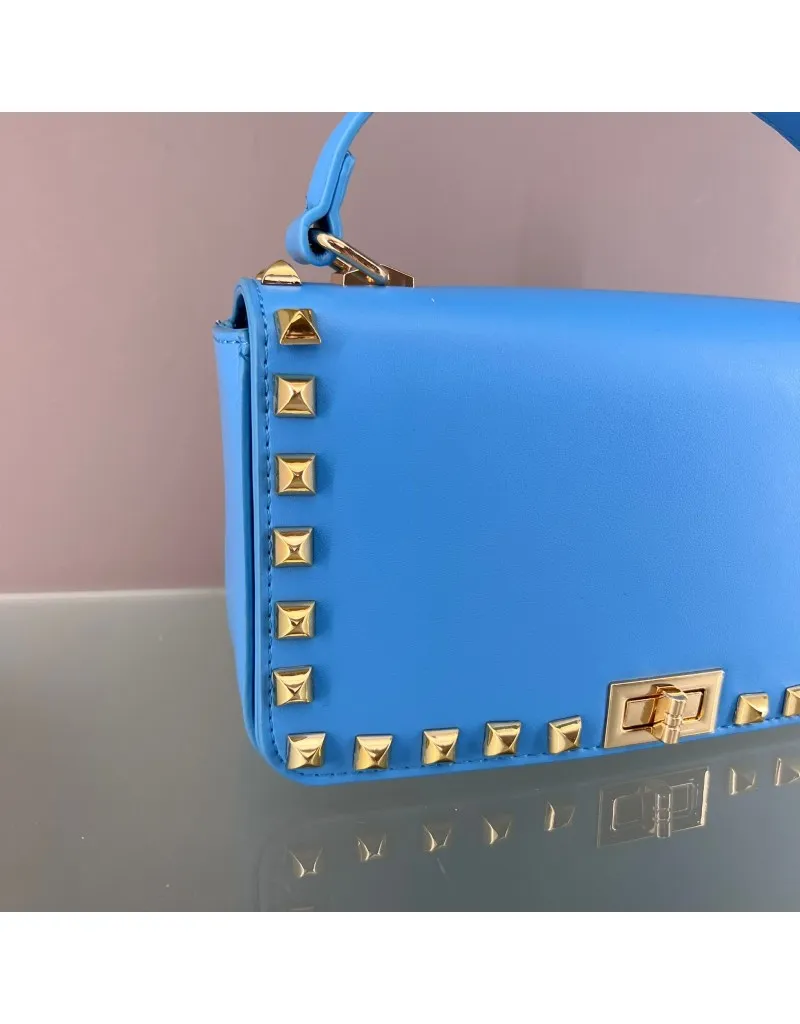 BORSA CON BORCHIE AZZURRA