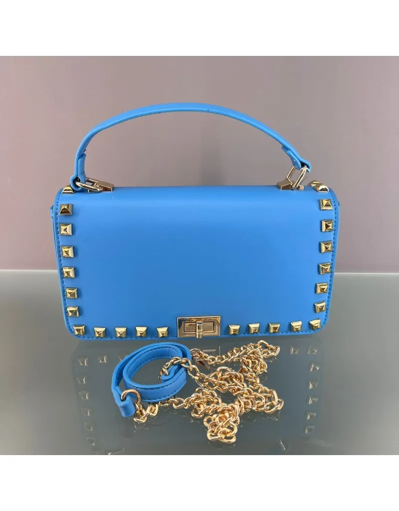 BORSA CON BORCHIE AZZURRA