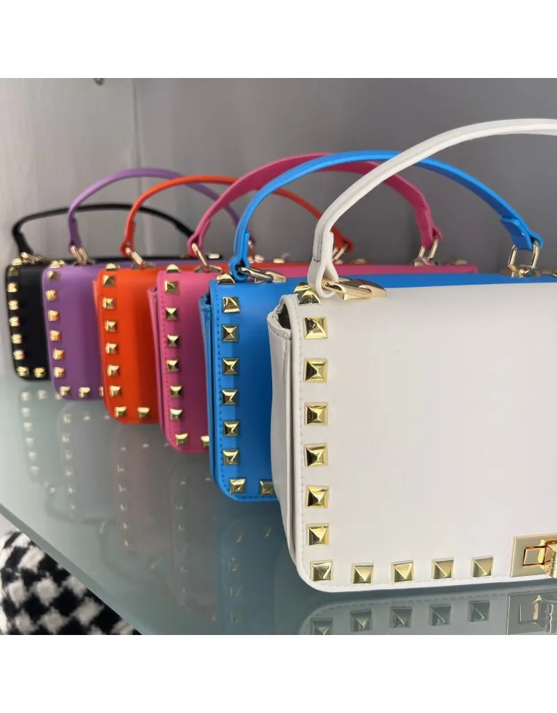 BORSA CON BORCHIE AZZURRA