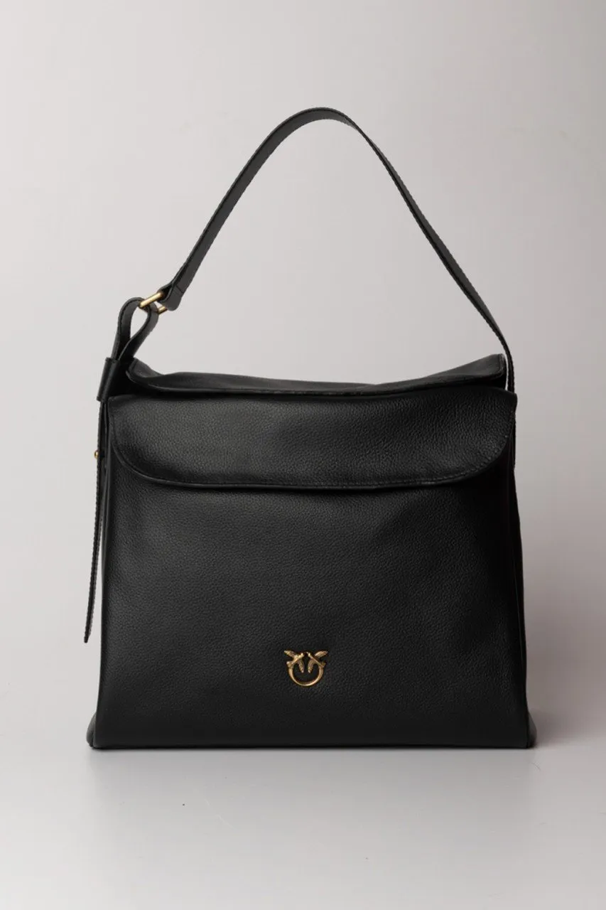 Borsa hobo leaf NERO-ANTIQUE GOLD