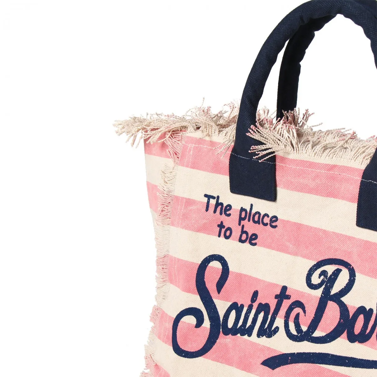 Borsa Vanity in Canvas a Righe, Rosa