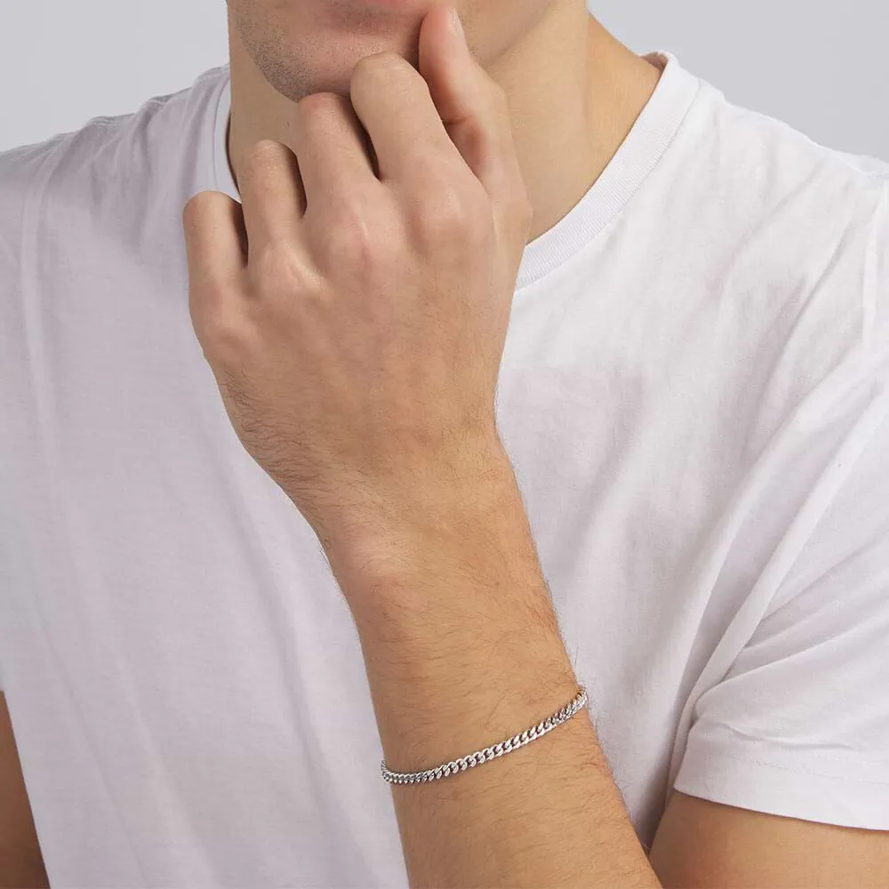 Bracciale Catena Gentleman Argento Rodiato 925/1000 Maglia Groumette 19 cm 1513815