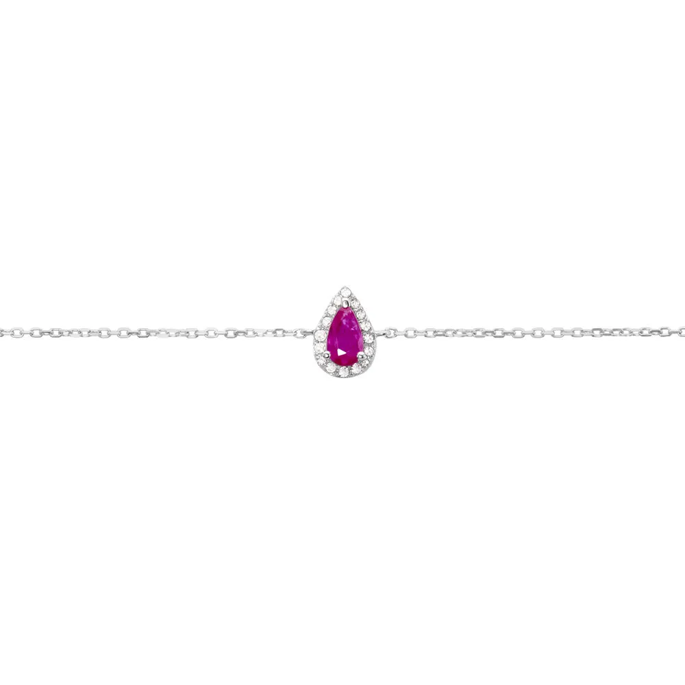Bracciale Mandorla Charlotte Oro Bianco 375/1000 Rubino 0,28 ct Diamante Bianco 0,04 ct 1429723