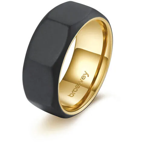 BROSWAY Anello Brosway in acciaio316L nero e dorato