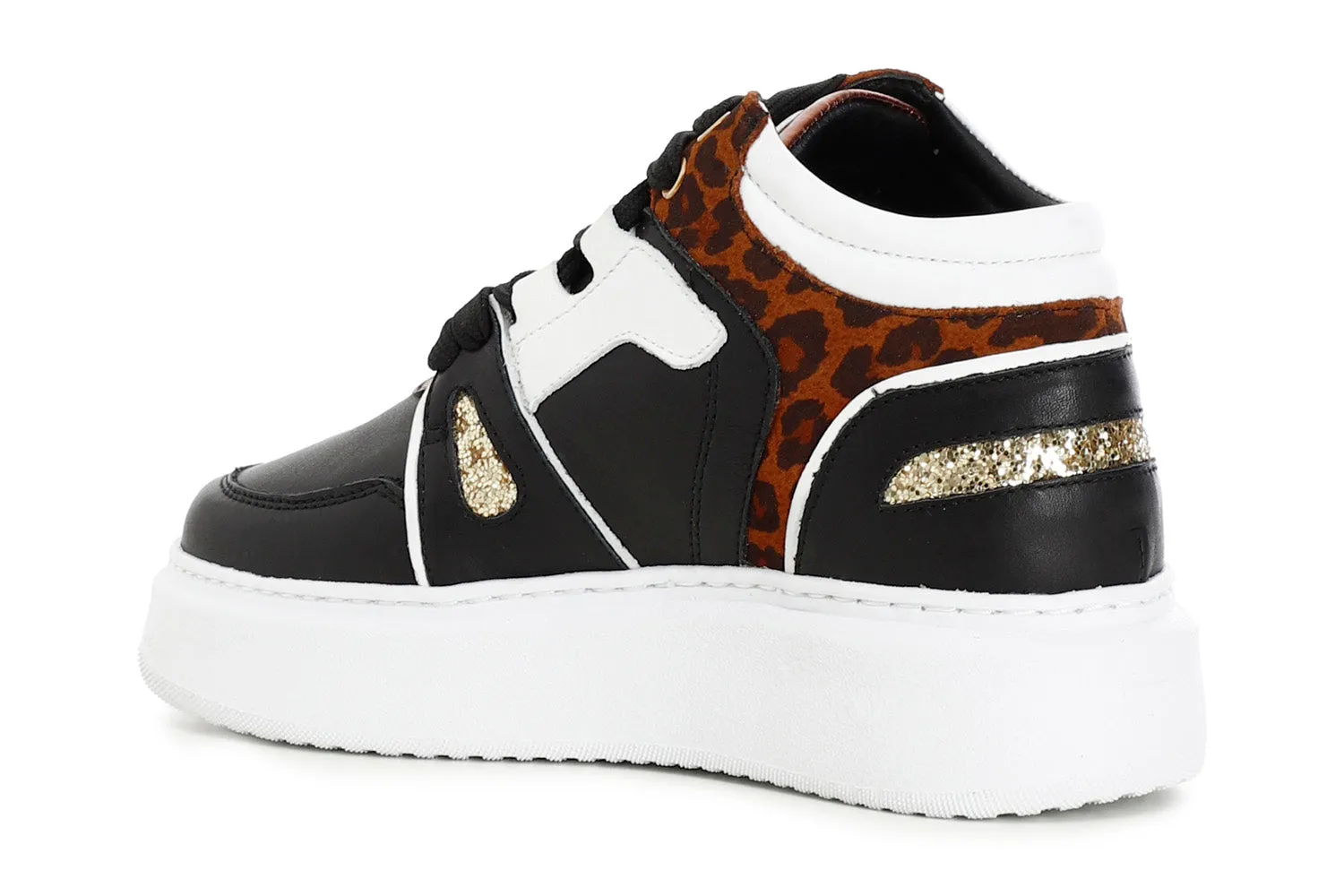 CafèNoir donna sneakers alta animalier e pelle