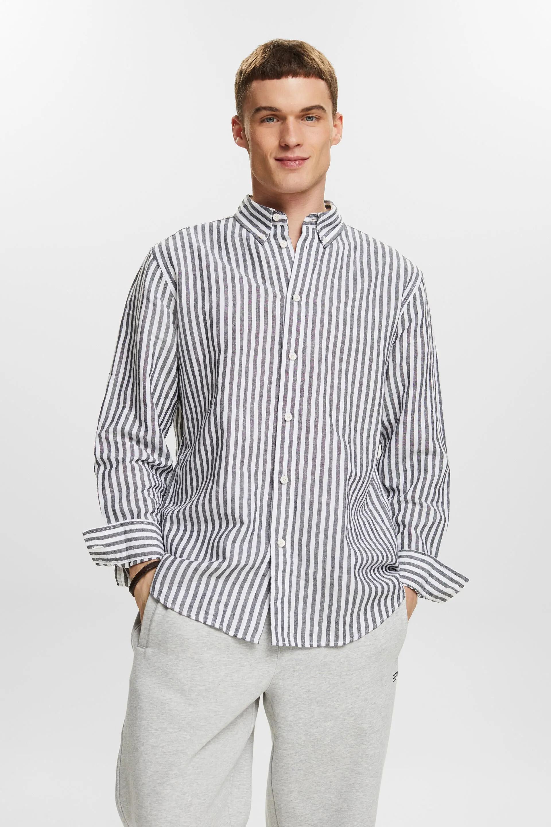Camicia a righe in popeline di cotone