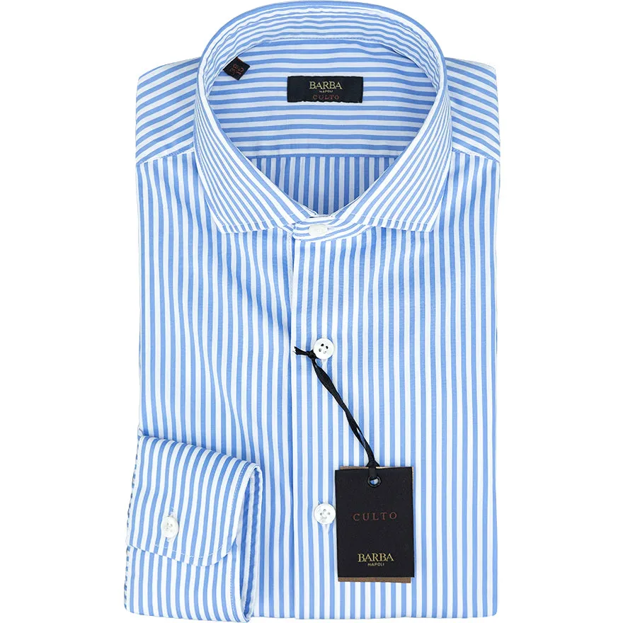 Camicia BARBA Napoli Culto Righe Bianco Celeste