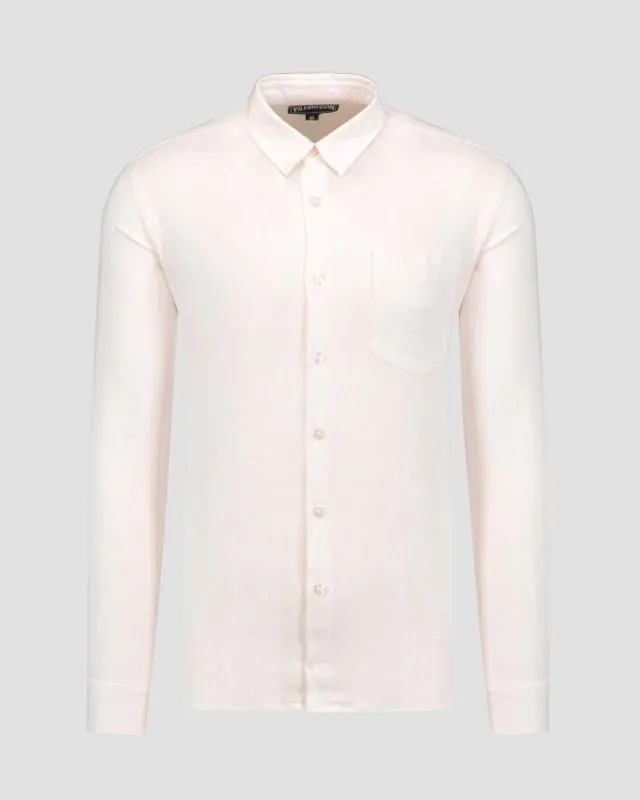 Camicia bianca di lino da uomo Vilebrequin Caroubis