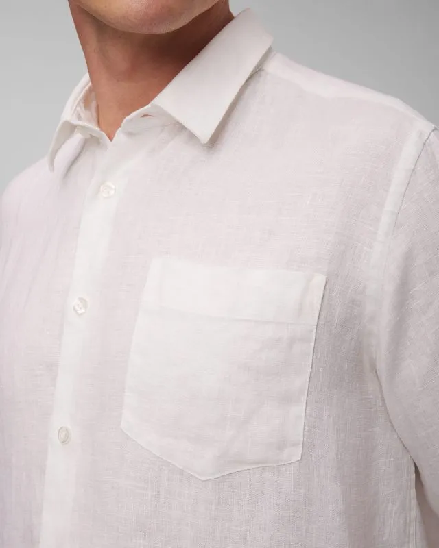 Camicia bianca di lino da uomo Vilebrequin Caroubis