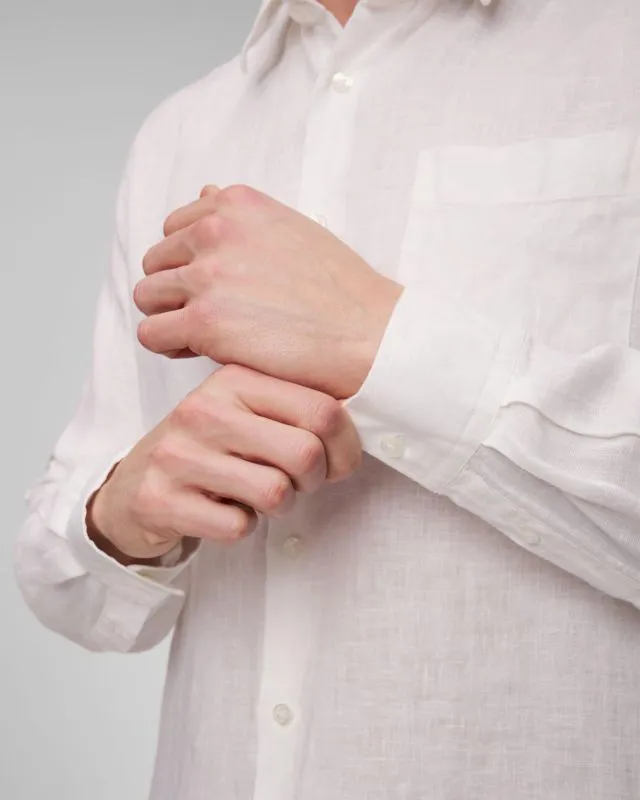 Camicia bianca di lino da uomo Vilebrequin Caroubis