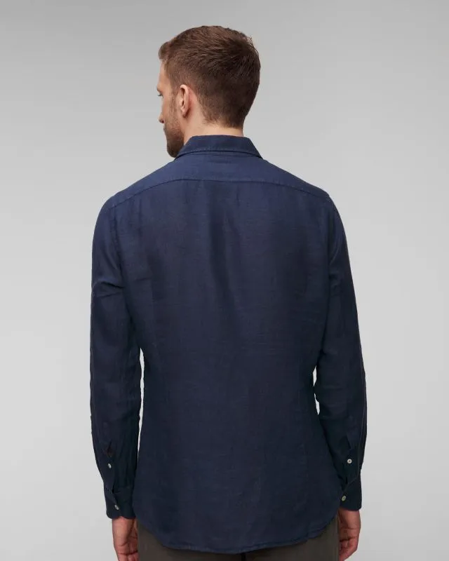 Camicia blu scuro di lino da uomo MC2 Saint Barth