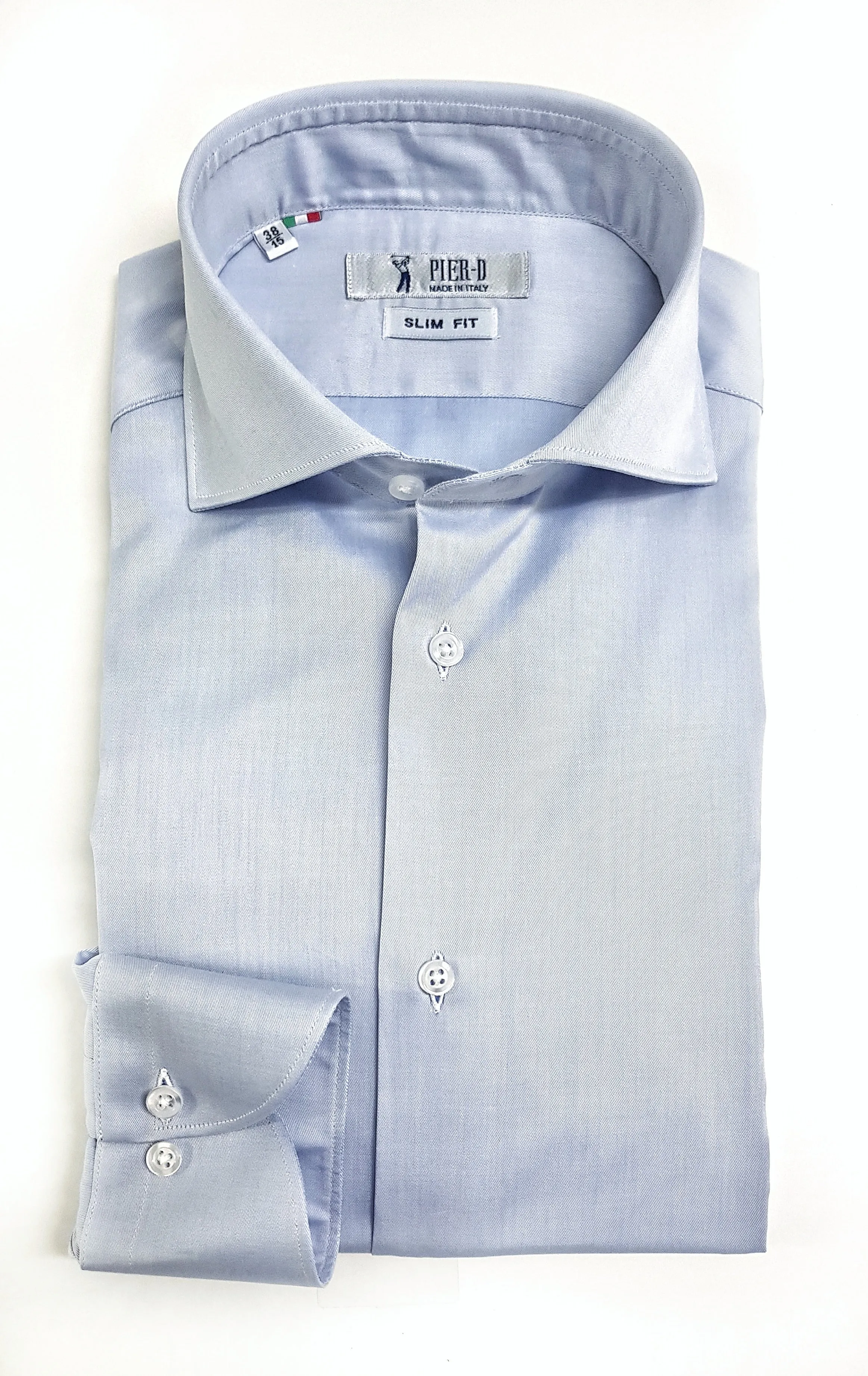 Camicia classica Azzurra collo Francese puro cotone TWILL made in italy
