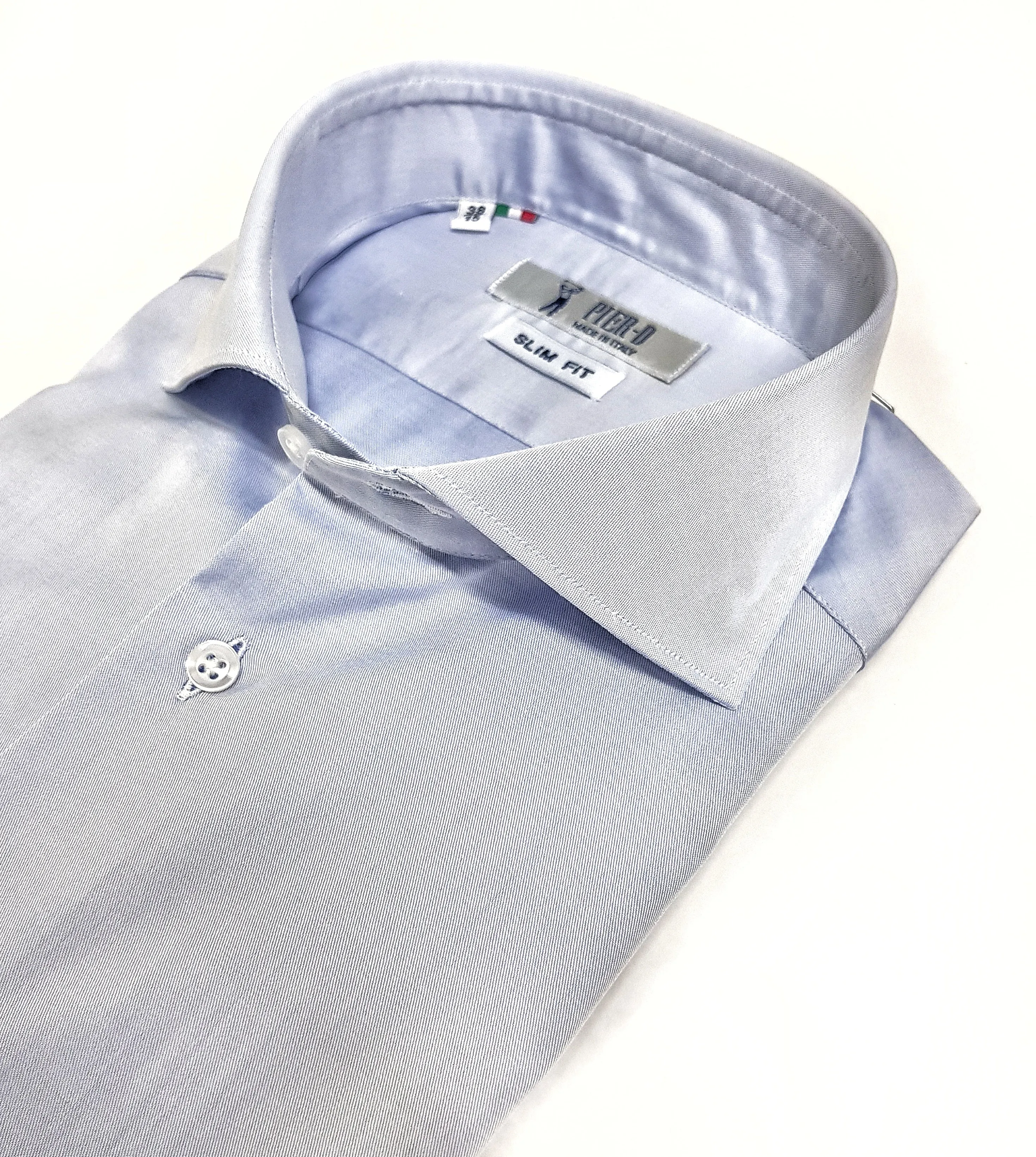 Camicia classica Azzurra collo Francese puro cotone TWILL made in italy