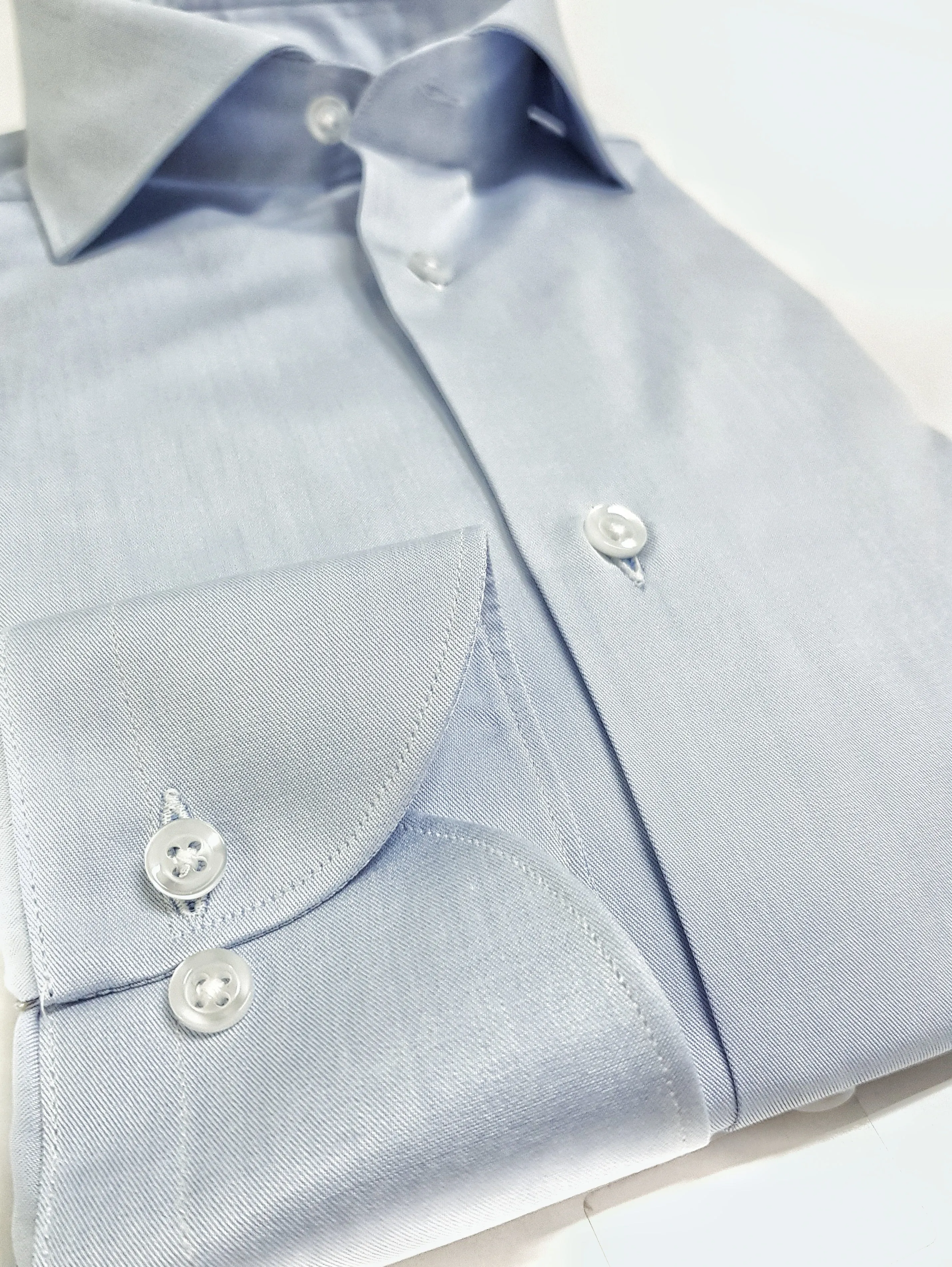 Camicia classica Azzurra collo Francese puro cotone TWILL made in italy