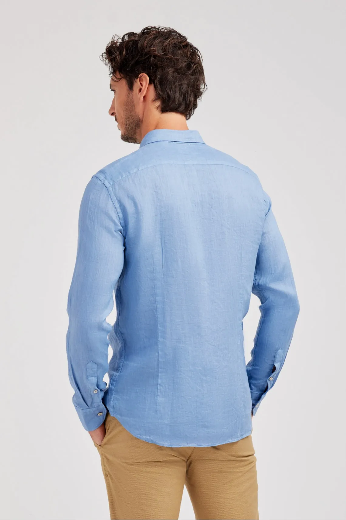 CAMICIA  COLLO BUTTON DOWN LINO AZZURRA