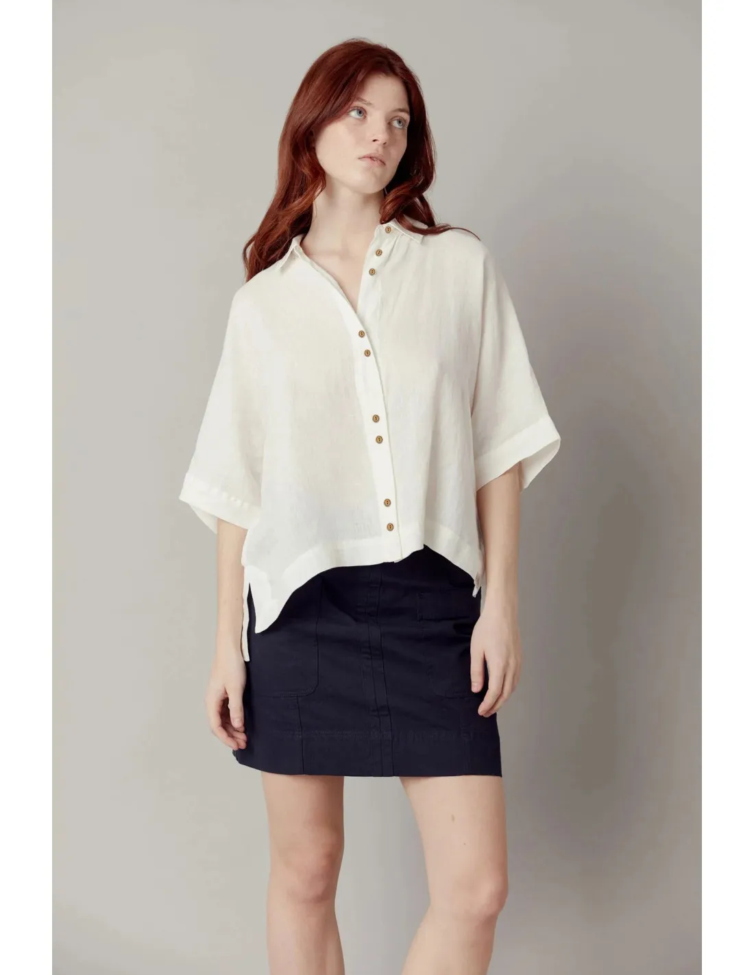CAMICIA IN 100% LINO A KIMONO