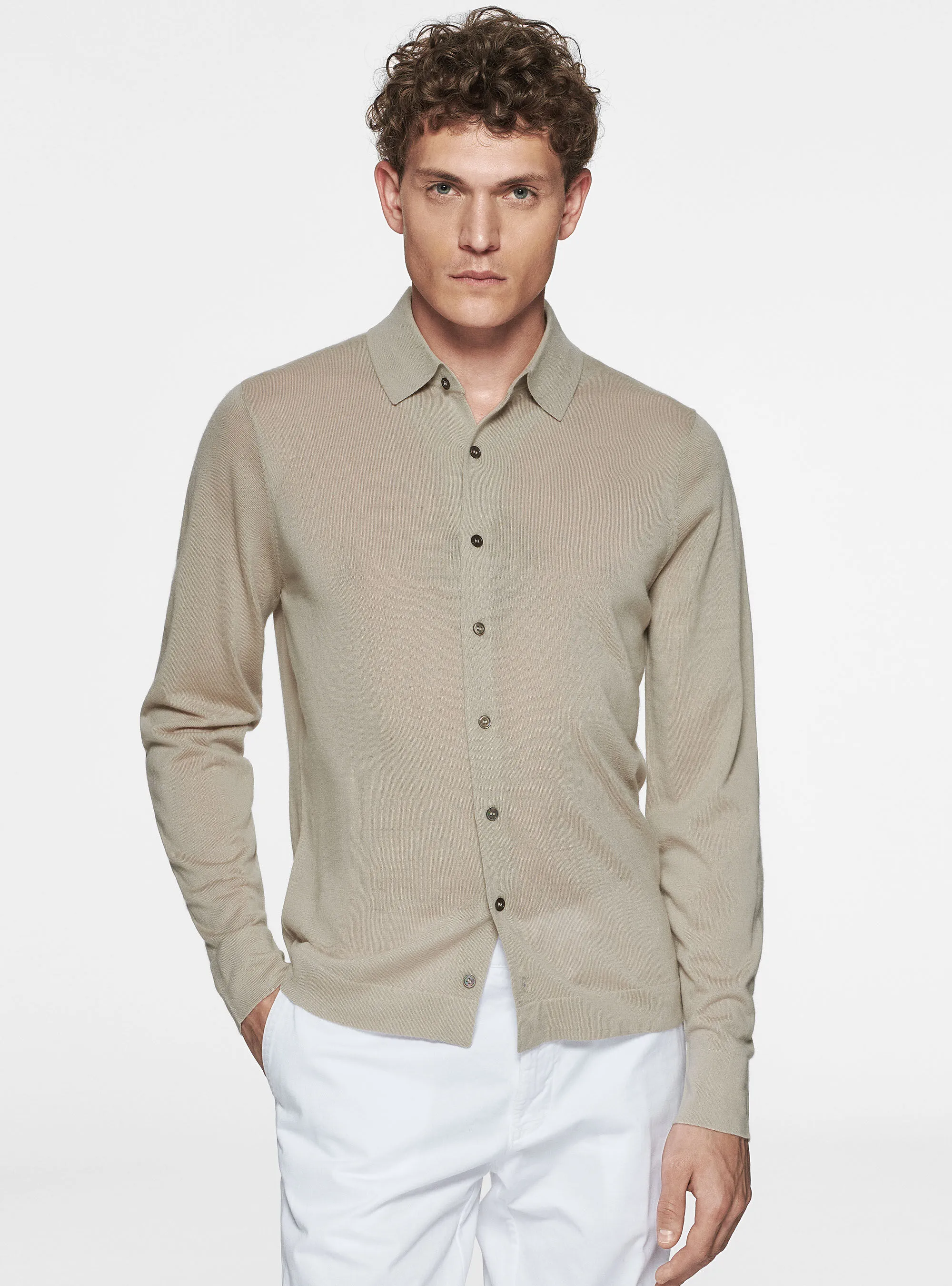 Camicia in maglia in pura lana merino extrafine