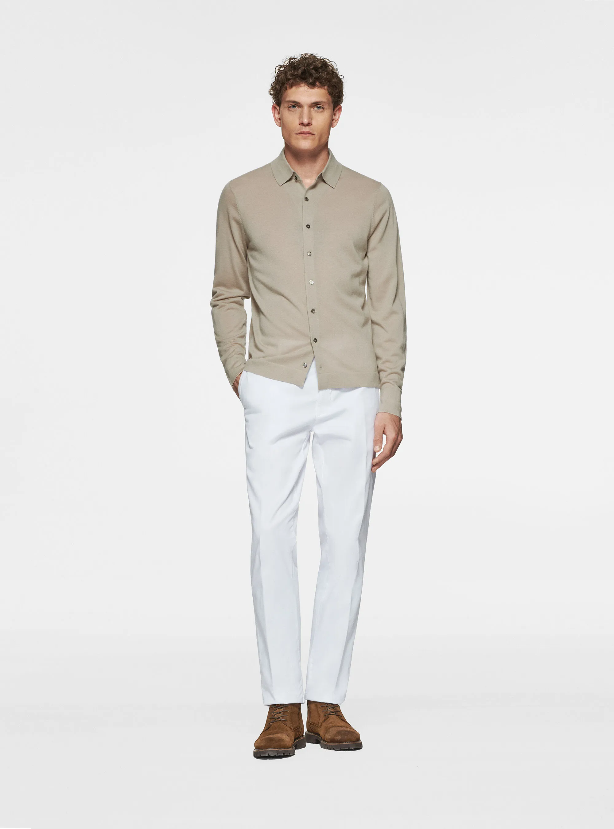 Camicia in maglia in pura lana merino extrafine