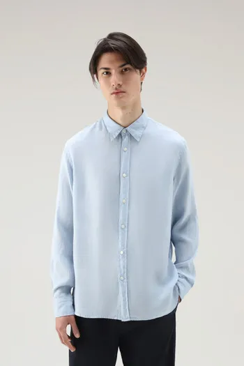 Camicia in puro lino tinta in capo                                                                                Pale Indigo