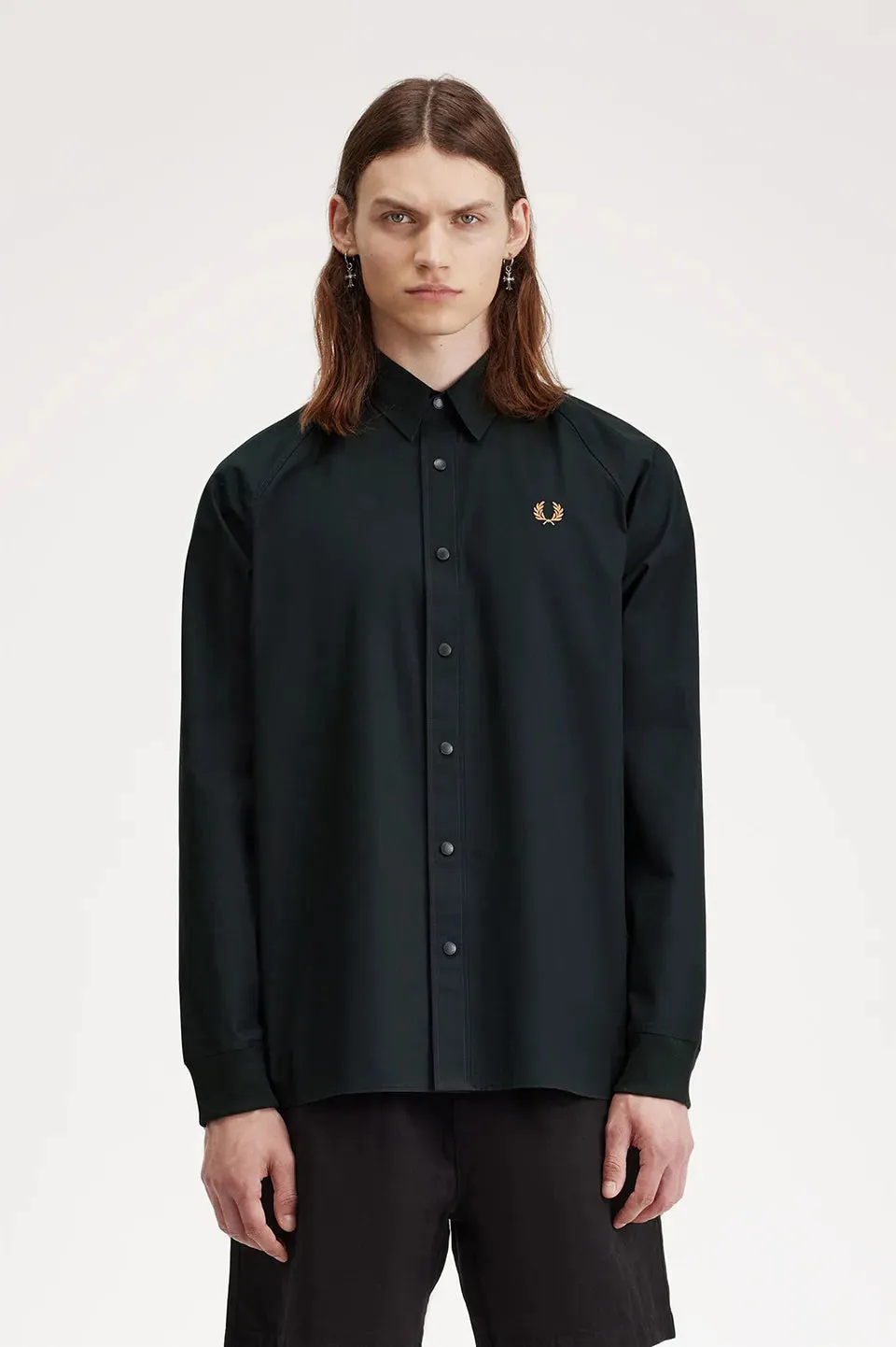 Camicia Raglan Fred Perry Verde Scuro da Uomo
