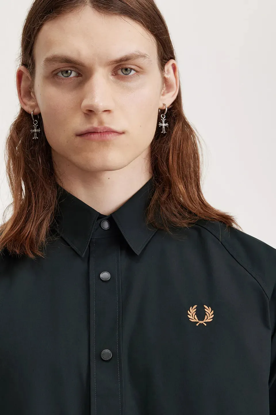 Camicia Raglan Fred Perry Verde Scuro da Uomo