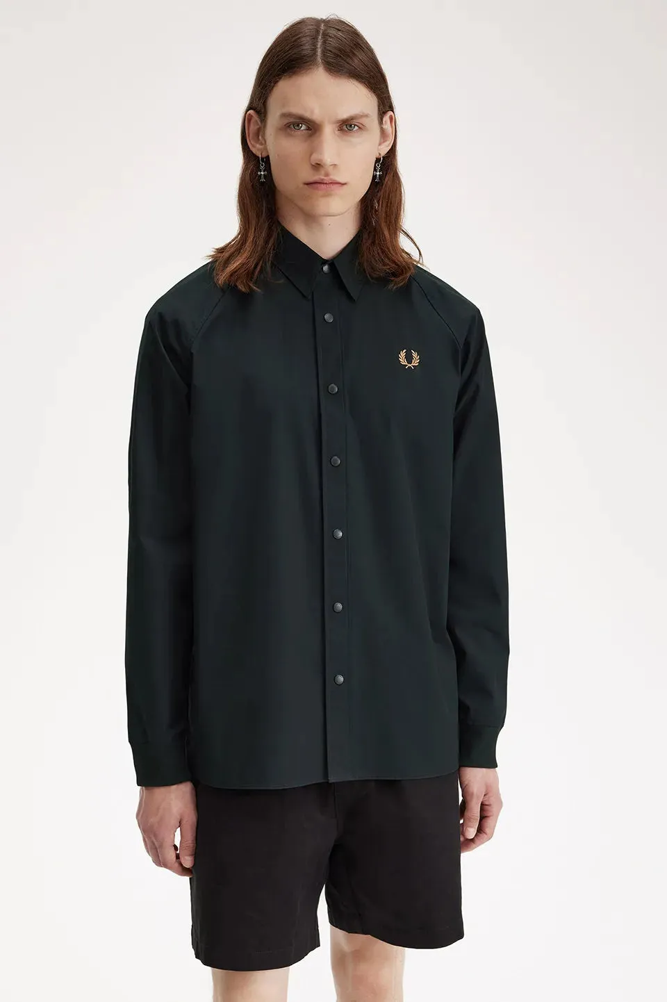 Camicia Raglan Fred Perry Verde Scuro da Uomo