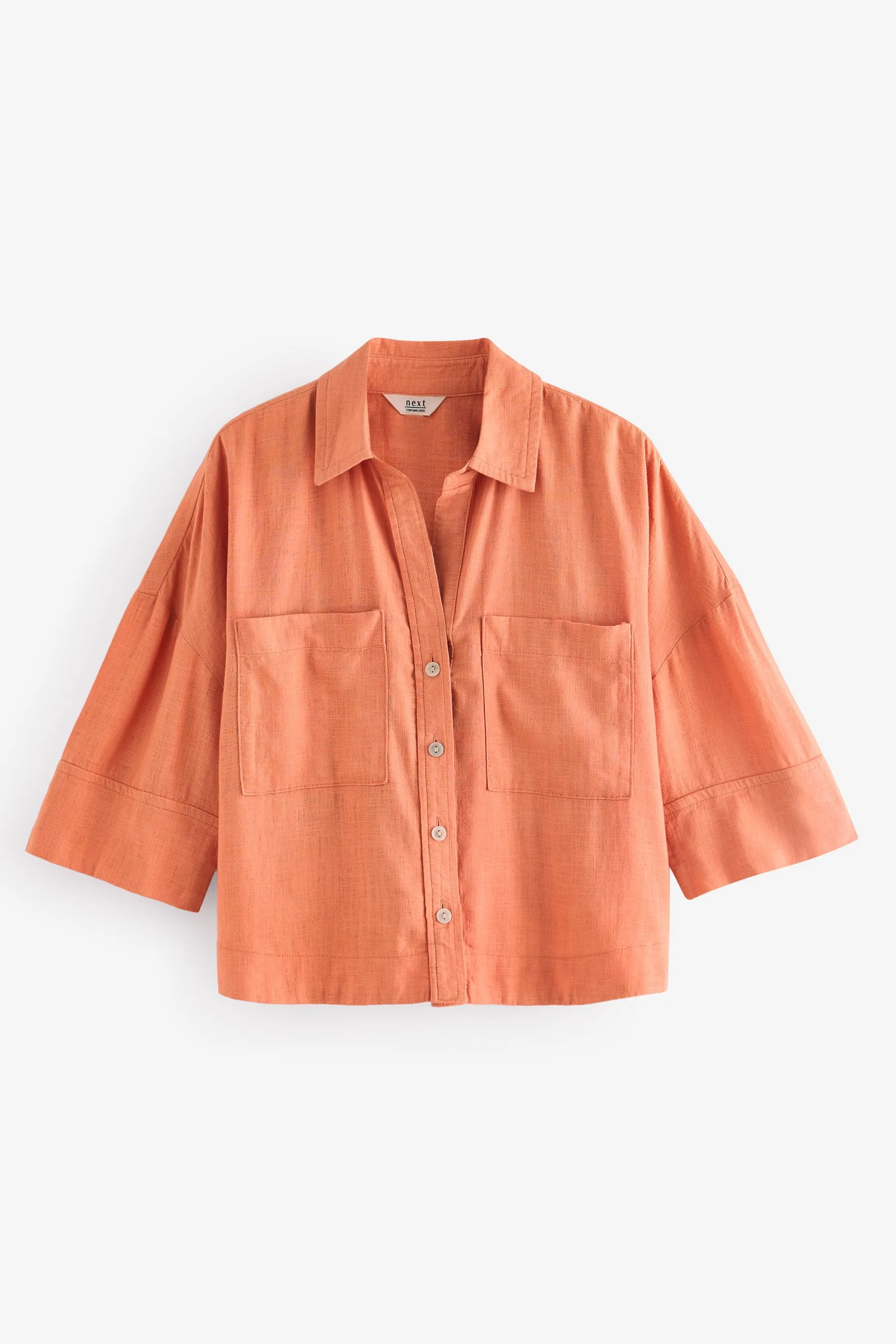 Camicia safari in Blend Manica corta di lino