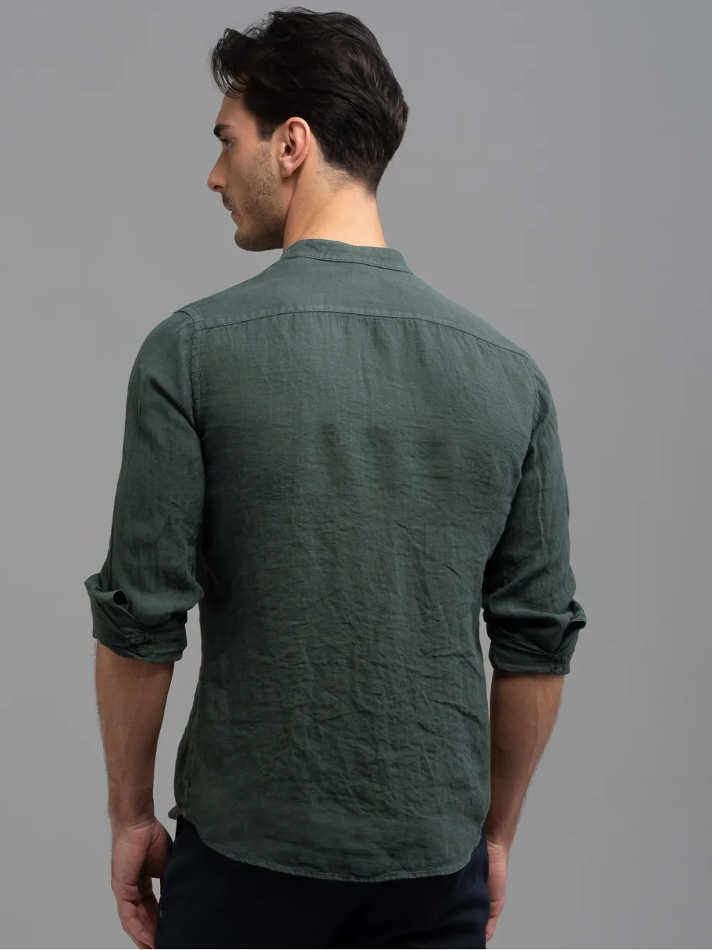 Camicia uomo di lino collo coreano