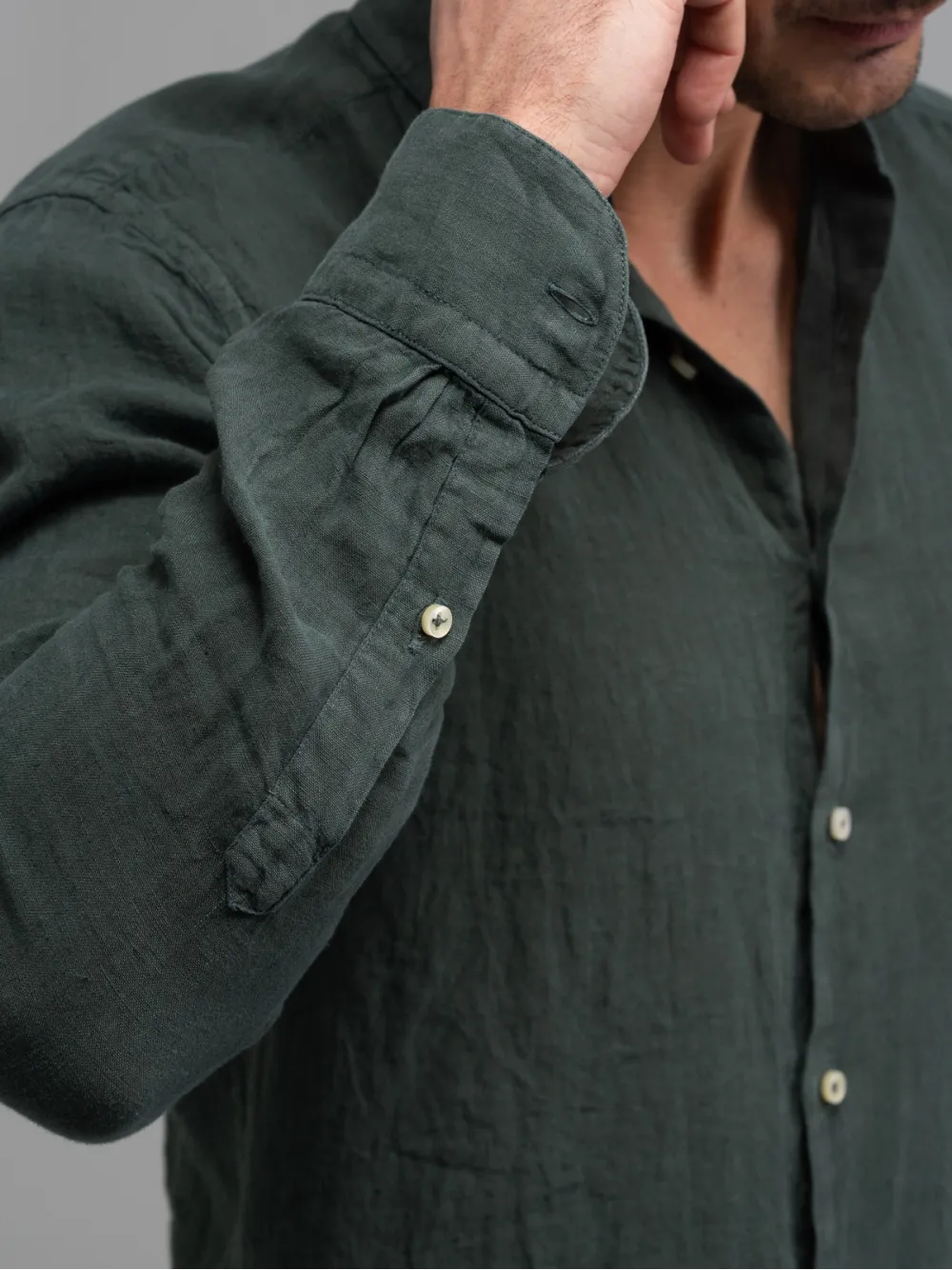 Camicia uomo di lino collo coreano